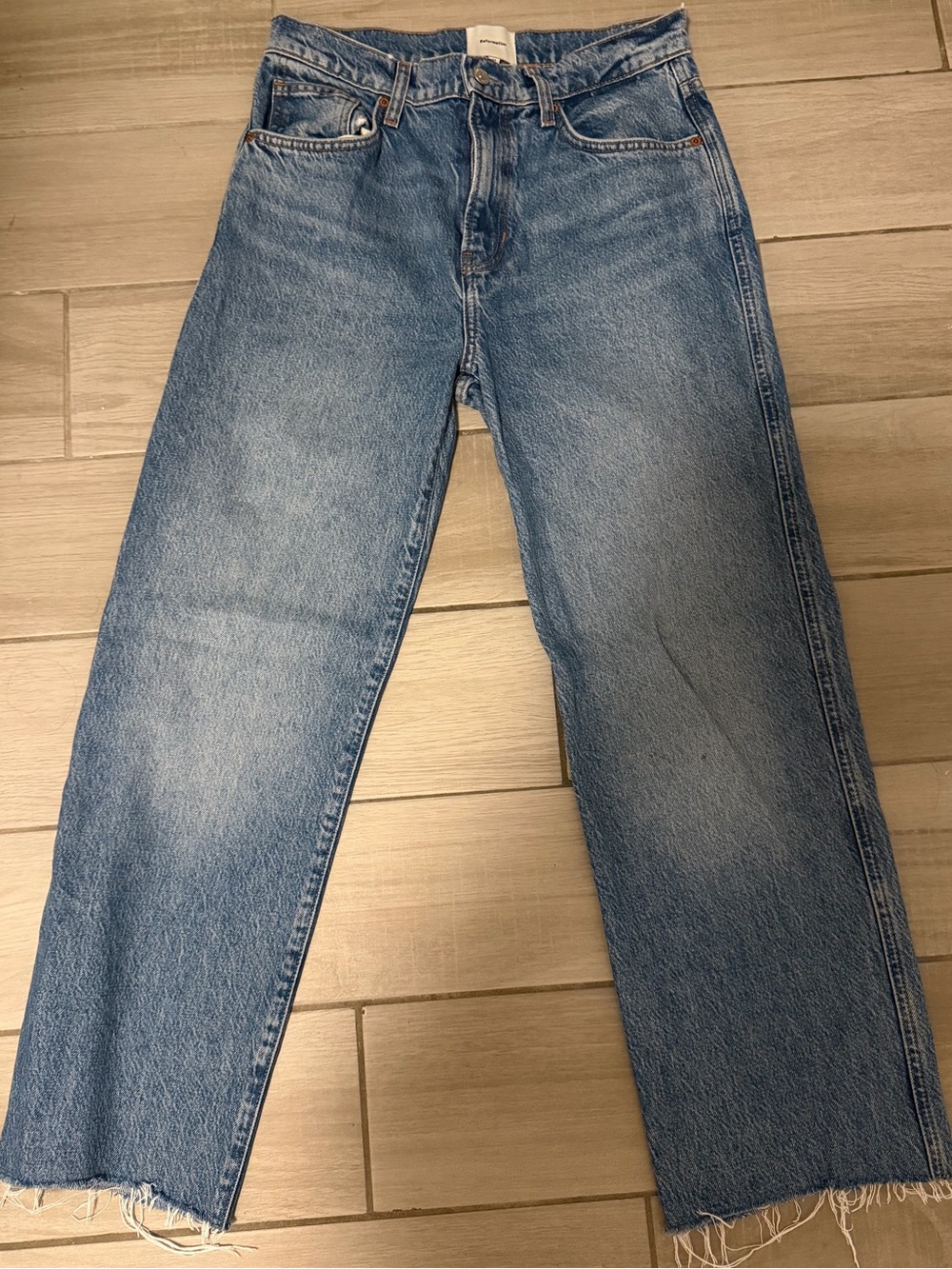 Reformation High Rise Straight Leg Raw Hem Jeans